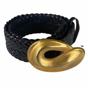 Robert Lee Morris braided leather belt gold buckle